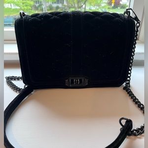 REBECCA MINKOFF Chevron Quilted Love Velvet Crossbody Bag with Gunmetal Hardware